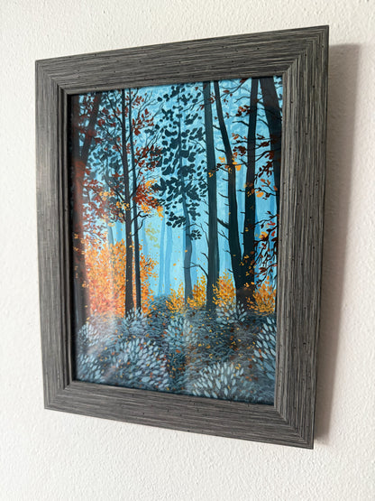 ORIGINAL FRAMED PAINTING "Deep Blue, Gentle Gold"