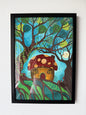 ORIGINAL FRAMED PAINTING "Moonlit Magic Forest"