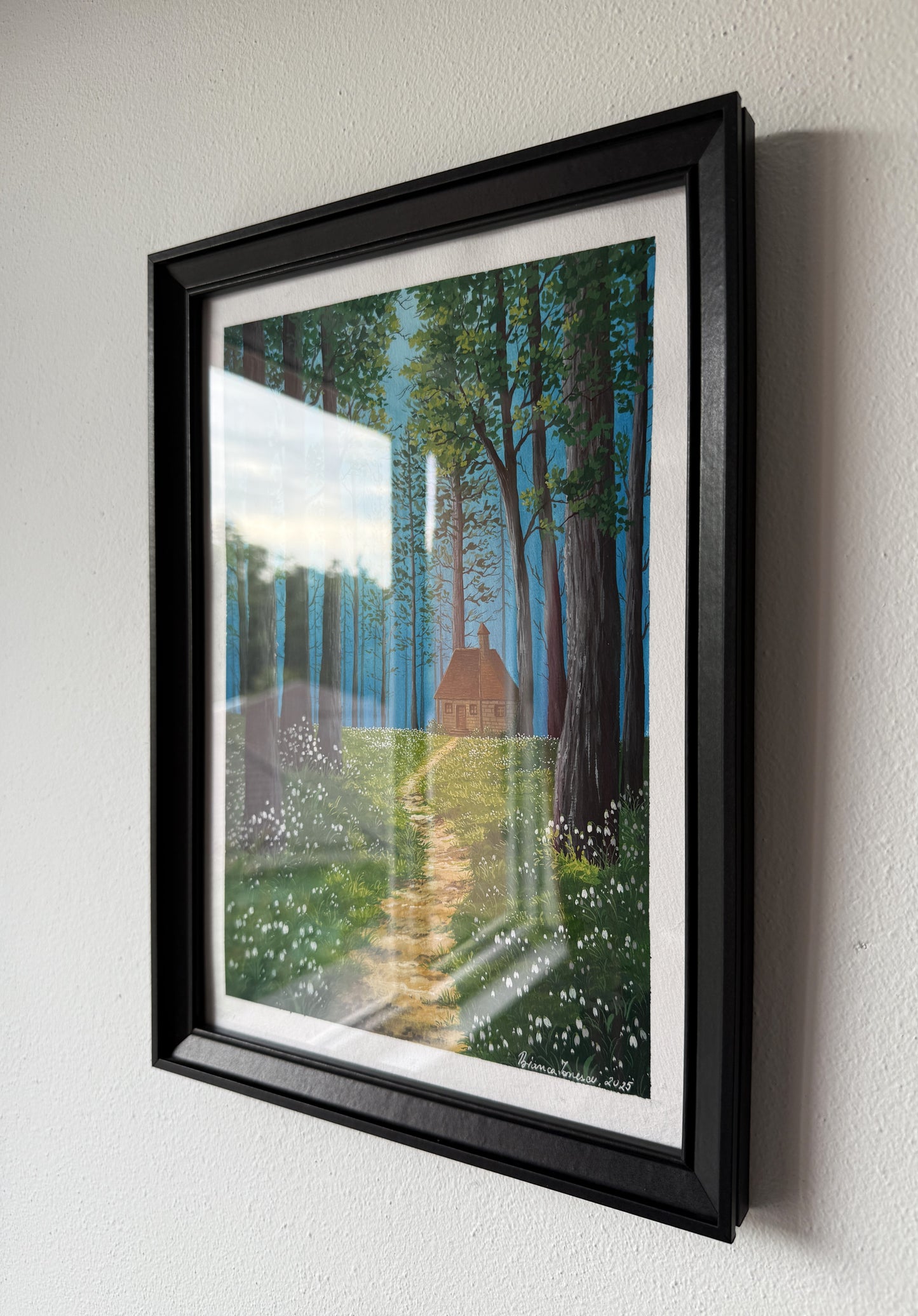 ORIGINAL FRAMED PAINTING "The Snowdrop Trail"