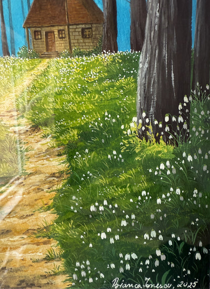 ORIGINAL FRAMED PAINTING "The Snowdrop Trail"