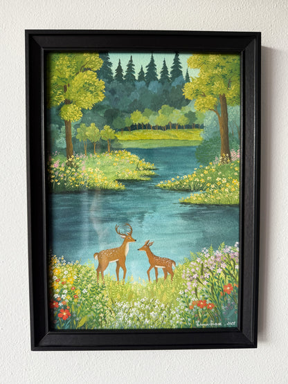 ORIGINAL FRAMED PAINTING "Gentle Hearts of the Wild"