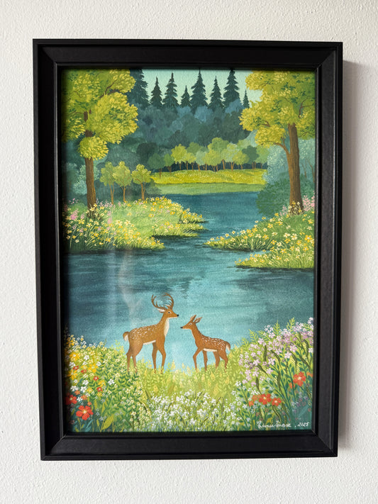 ORIGINAL FRAMED PAINTING "Gentle Hearts of the Wild"