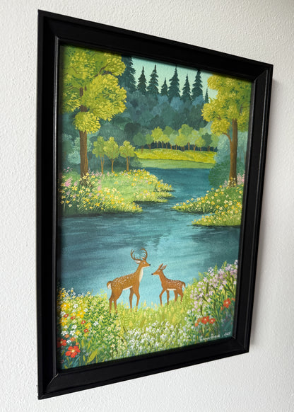 ORIGINAL FRAMED PAINTING "Gentle Hearts of the Wild"