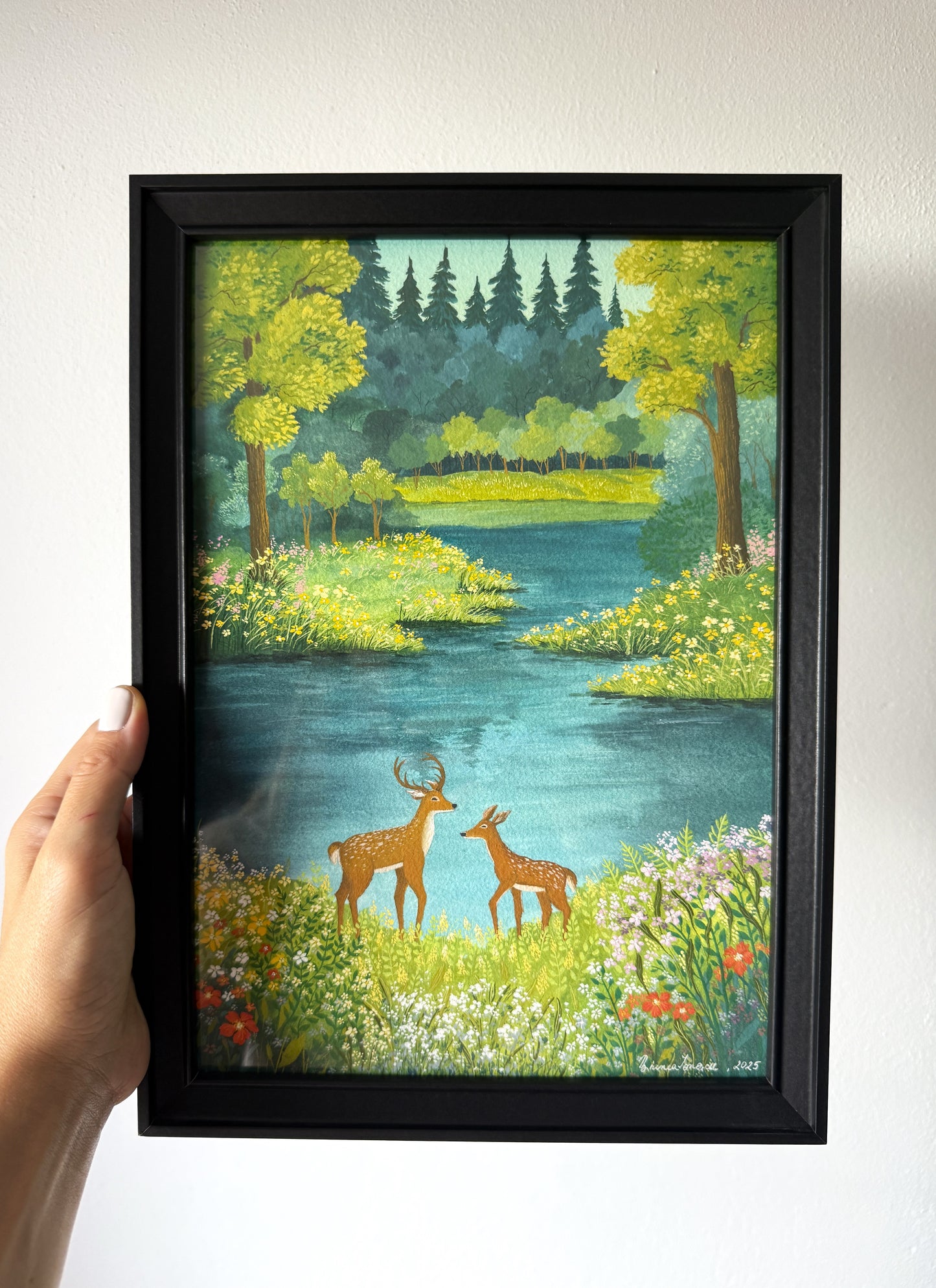 ORIGINAL FRAMED PAINTING "Gentle Hearts of the Wild"