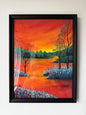 ORIGINAL FRAMED PAINTING "Red Tulips in the Sunset Light"