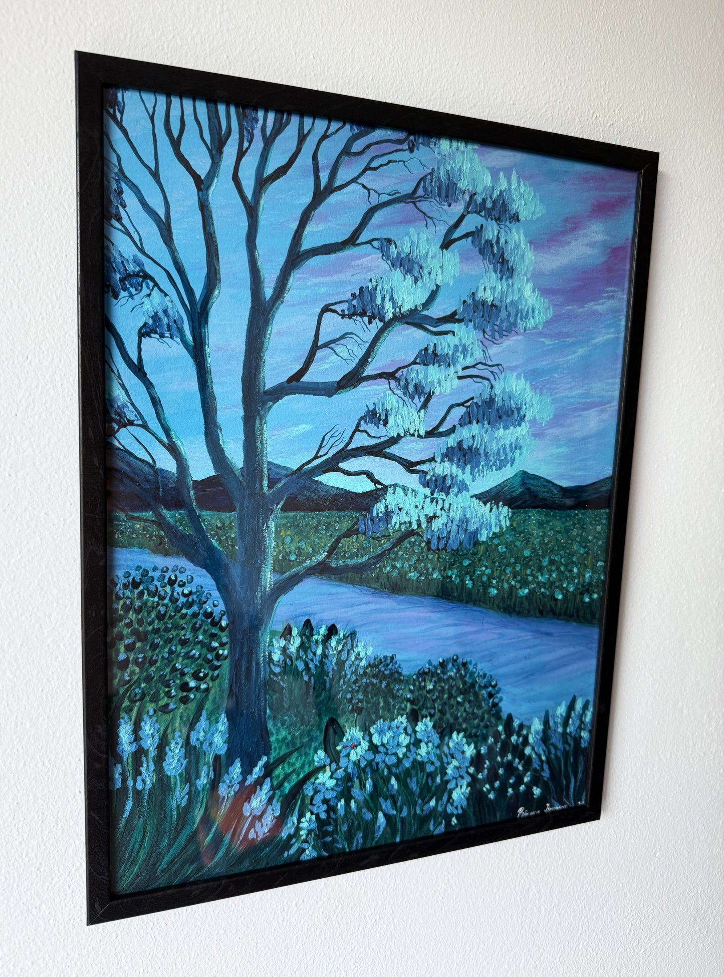 ORIGINAL FRAMED PAINTING "Land of Blue Serenity"