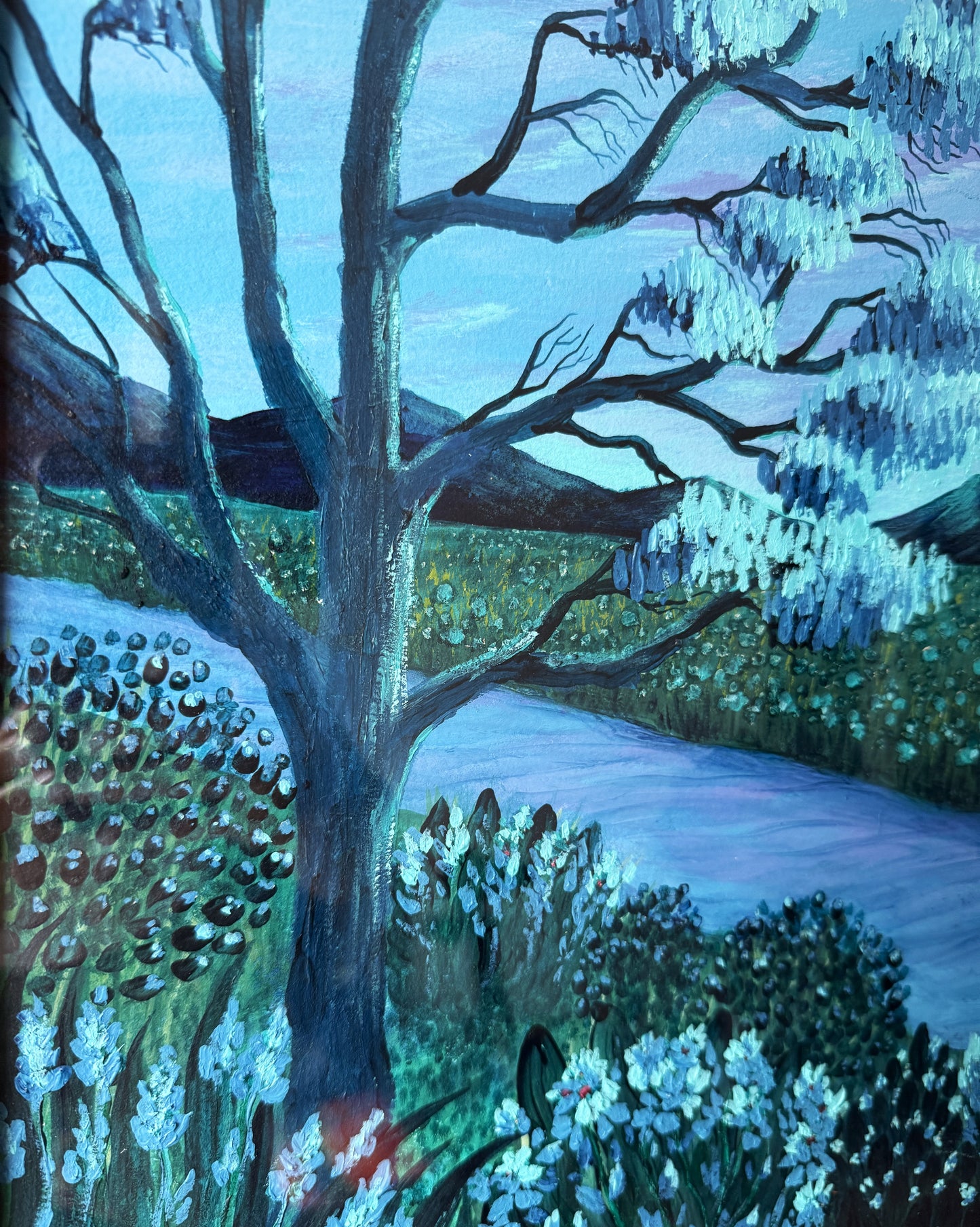 ORIGINAL FRAMED PAINTING "Land of Blue Serenity"