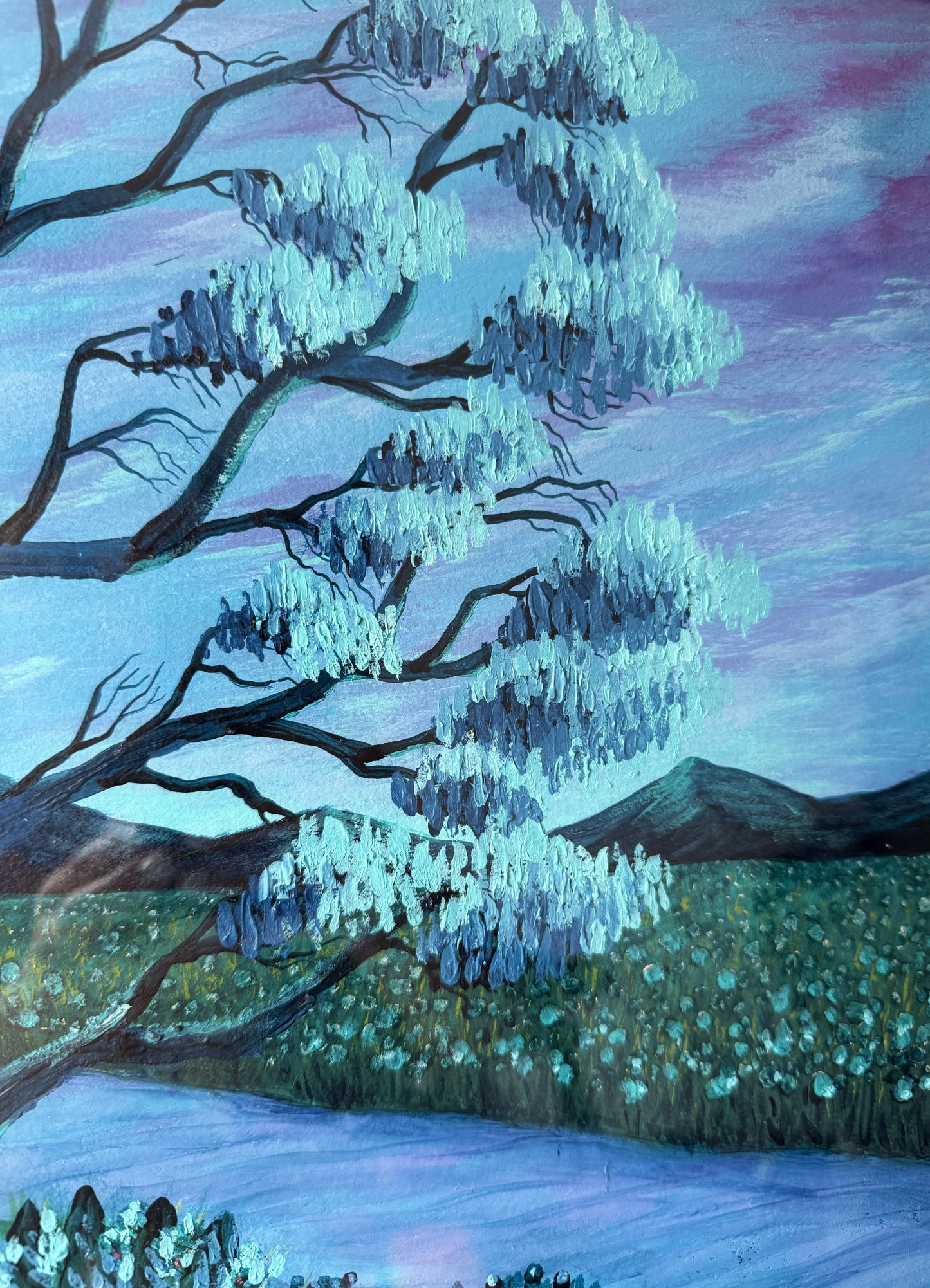 ORIGINAL FRAMED PAINTING "Land of Blue Serenity"