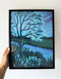 ORIGINAL FRAMED PAINTING "Land of Blue Serenity"