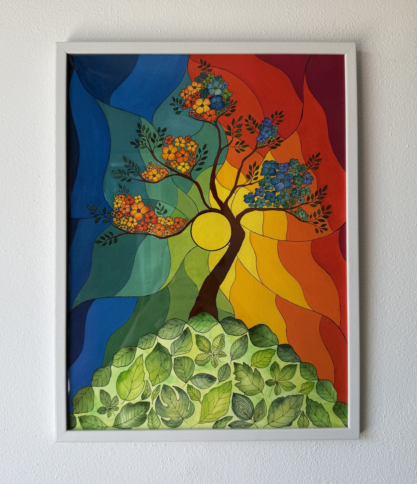 ORIGINAL FRAMED PAINTING "Colorburst Tree"